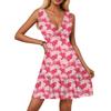 Women's Dress V-neck Sleeveless Casual Floral Print Hem Pleated Dress