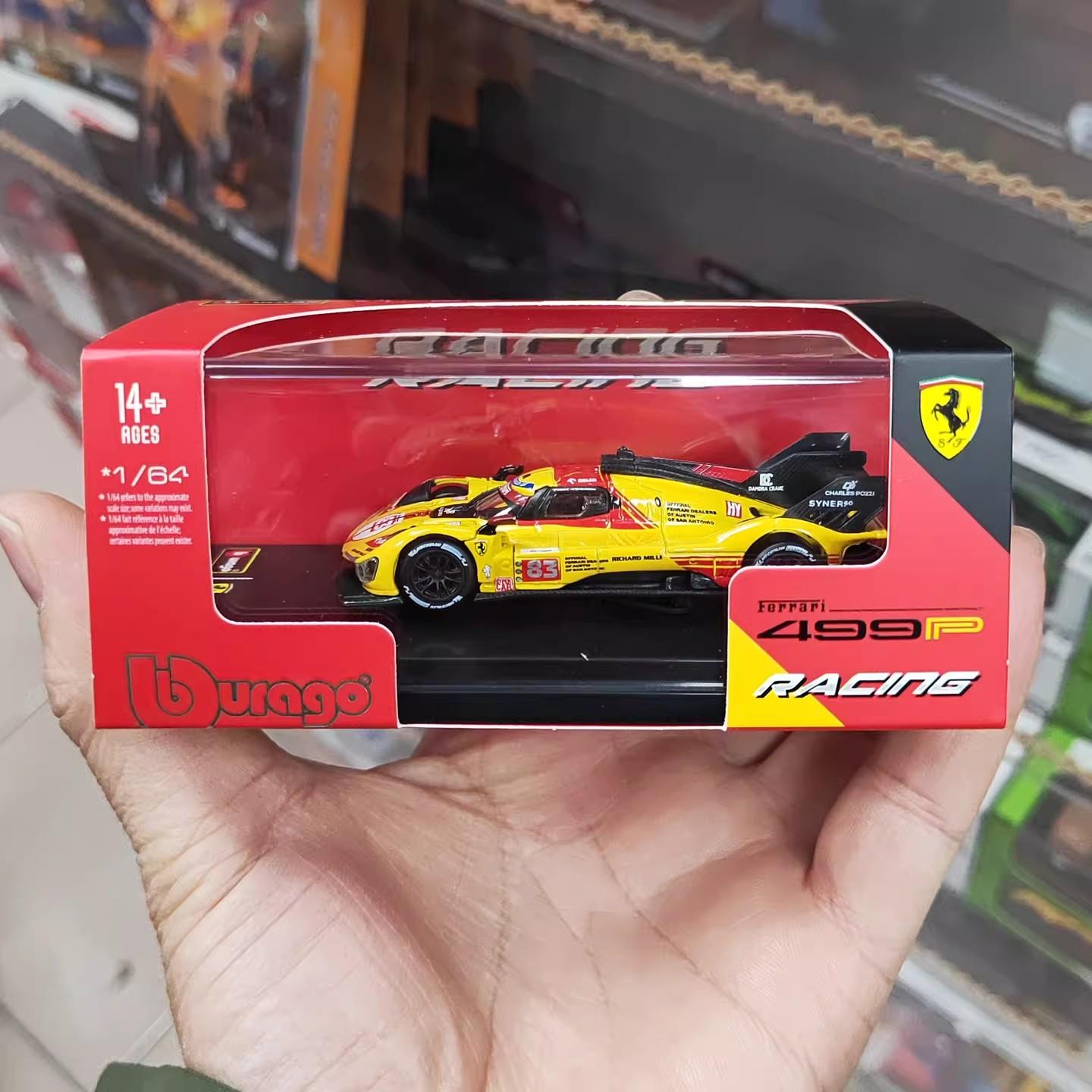 

Ббураго 1:64 Ferrari 499P Ле-Ман 2025 #83 #51 Металева лита модель автомобіля Команда гонки 24h WEC Hypercar Колекціонери Міні-іграшка В наявності