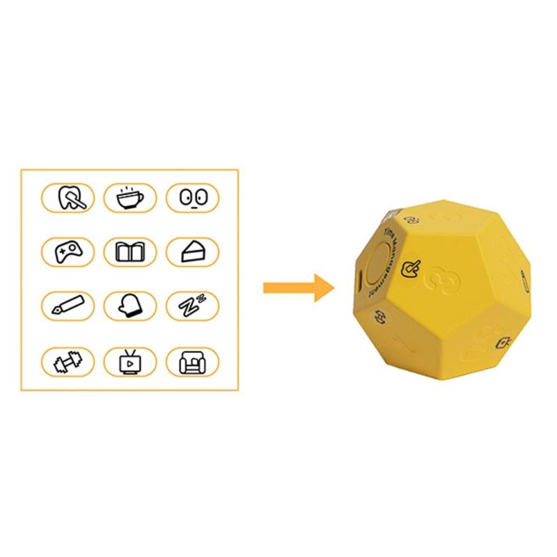Flip Timer Cube-Kitchen Timers for Cooking Studying Working Sports White Yellow Vibrations-Flip Timers for Student