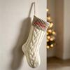 Large Knitted Wool Christmas Stocking with Embroidery - Rhombus Candy Bag Ornament
