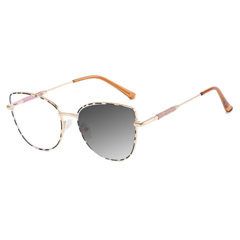 Latest Stylish Design Cat Eye Photochromism Prescription Reading Glasses Women Anti Blue Light Frame Clear Hyperopia Eyewear