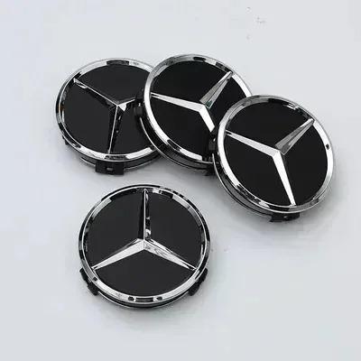 2026 New 4PCS 75mm Metal Emblem Car Wheel Center Hub Cap Cover Badge For Mercedes Benz AMG GLK GLE GLC W203 W206 W220 W205 W211 W212 W201