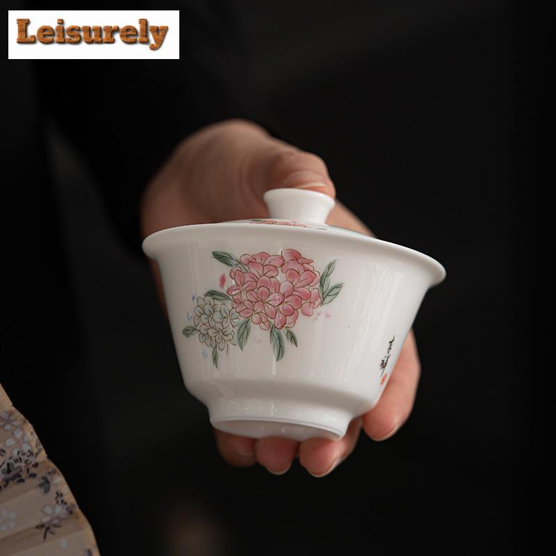 Sada na čaj z bílého porcelánu s broskví Dehua, kompletní sada, vintage sada na čajový obřad, sada na konvici a čajový šálek, kavárny, doplňky, ozdoby