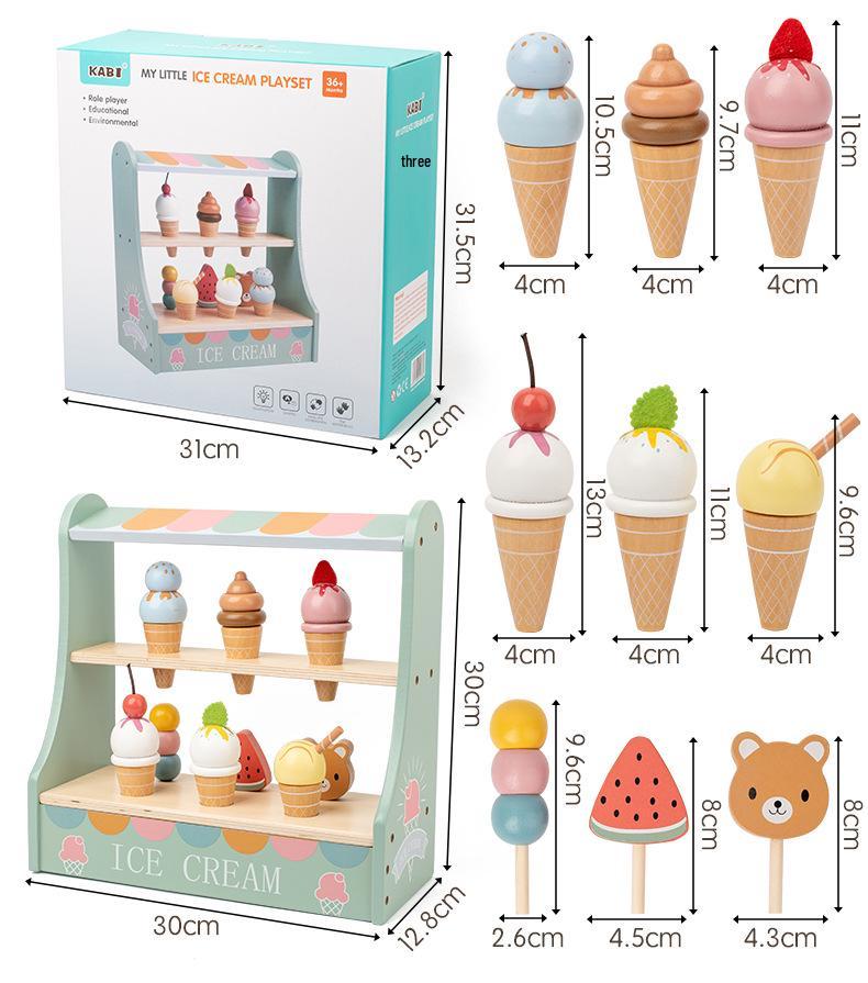Wooden Ice Cream Stand: Pretend Play Kiosk for Kids and Parents