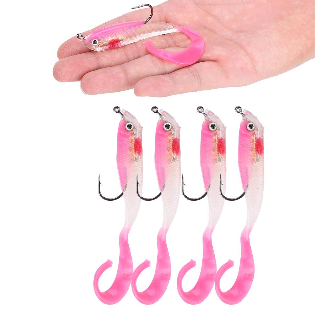 5PCS Fish Lures Artificial Fake Bait Soft Lures Seabass Fishing Tackle with Hook SO050-3