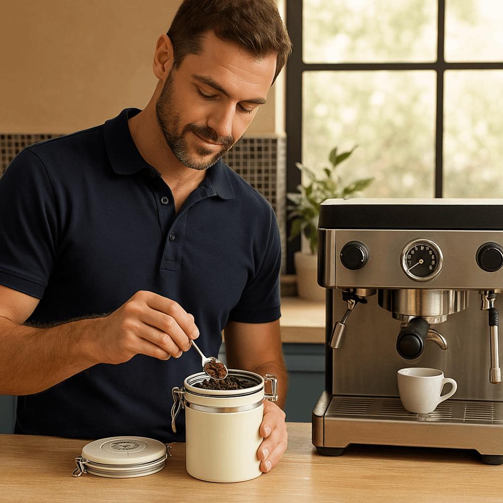 Sealed Coffee Bean Storage Box Stainless Steel Kitchen Storage Jars Coffee Bean Cans  Cafe Supplies