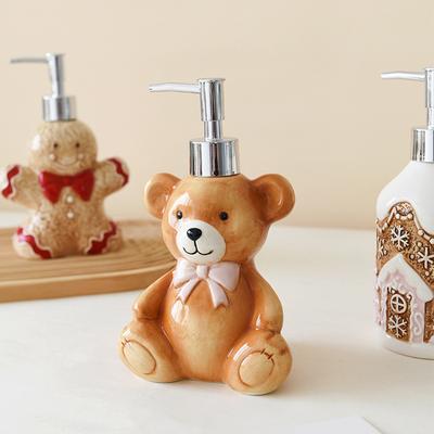 European-style Ceramic Lotion Bottle Cute Christmas Gingerbread Man Soap Dispenser Home Shampoo Storage Bottle Christmas Gifts