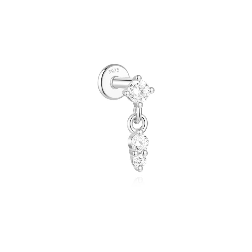 AIDE Coração Bola Redonda Hélice Plana Brinco Piercing Prata Esterlina 925 Tarraxas Geométricas Zircônia Exquisite Adorno Tarraxas Brincos