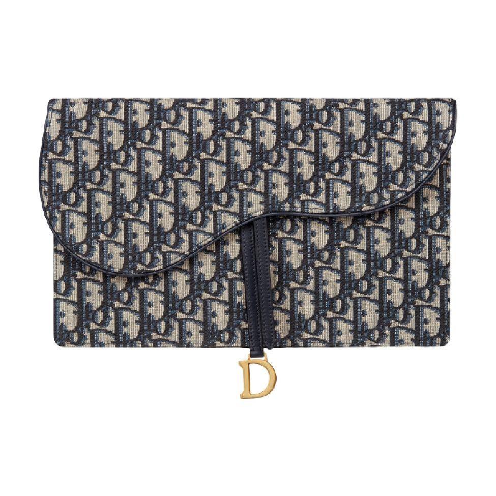 

Dior Saddle Vintage Gold Metal D Ring Flap Closure Fabric Clutch Women clutch Blue S5698CTZQ-M928 Basic Set (Bag+Dust Bag)