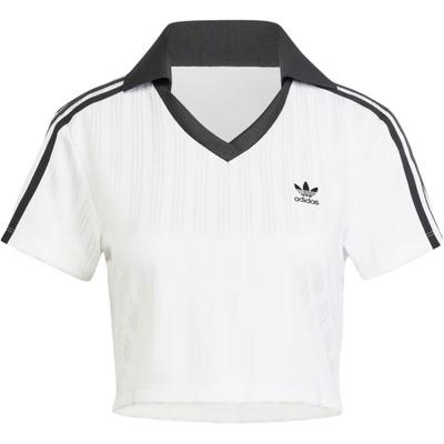 Originální pruhované polo tričko s V-výstřihem a krátkým rukávem dámské topy bílé JD2608
