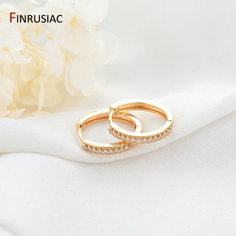 Luxury Rainbow Zircon Hoop Earrings For Women 14K Gold Plated Brass Round Huggie Earrings Wedding Jewelry Gift