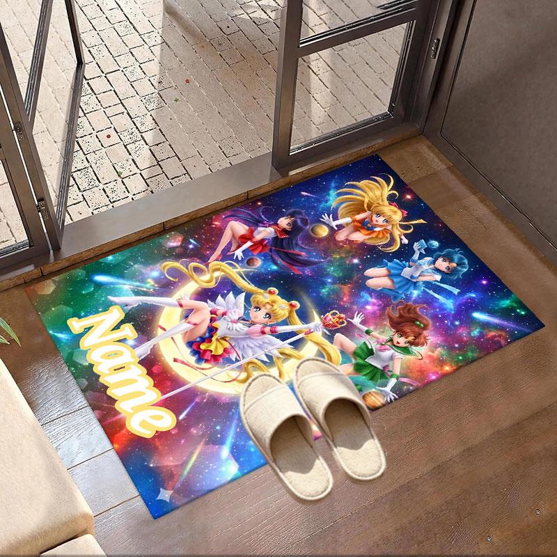 Custom Name Personalized Sailor Moon Print Carpet, Versatile Home Decor Rug, for Playroom, Apartment, Balcony, Entryway, Hallway Gift