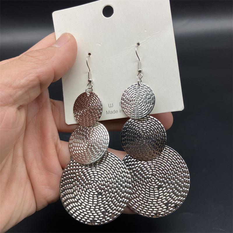 Vintage Exaggerated Black Gold Color Big Round Circle Dangle Earrings for Women Simple Punk Personality Earring Party Jewelry