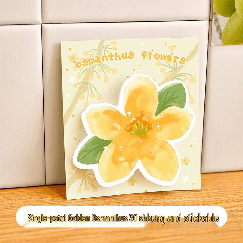 Adorable Alien Osmanthus Reusable Sticky Notes - Tearable Flower-Themed Stationery for Students.