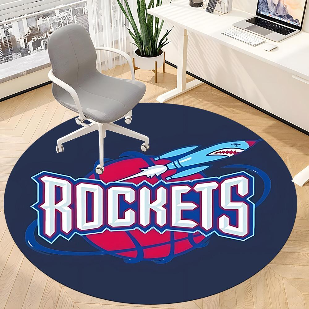 1pc Rockets Basketball Office Round Area Rug,  Under Office Chairs Bedroom Living Room Home Decor a0926188
