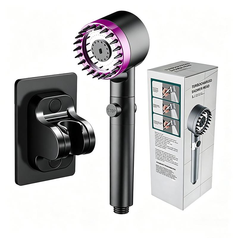 High Pressure Filter Shower Head 3 Modes One-key Stop Water Massage Clean Powerful Pressurized Shower Nozzle