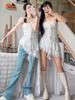 New French Fairy Ruffle Spaghetti Strap Dress - Women's Slimming Irregular Skirt