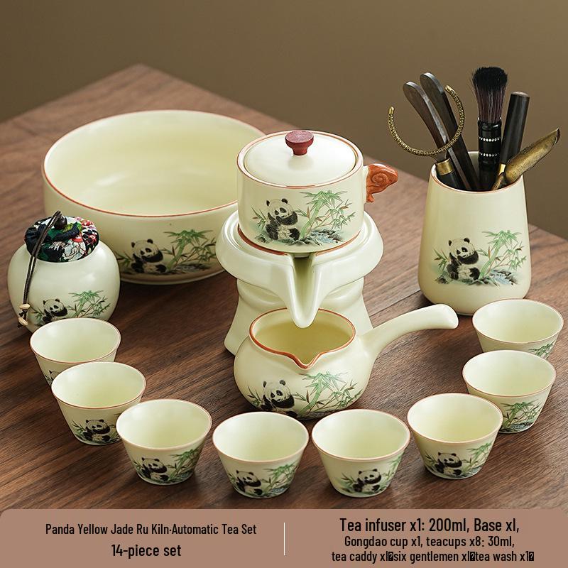 Panda Ru Kiln Kung Fu Tea Set: 2024 Gaiwan & Teapot, Ideal for Home or Gift