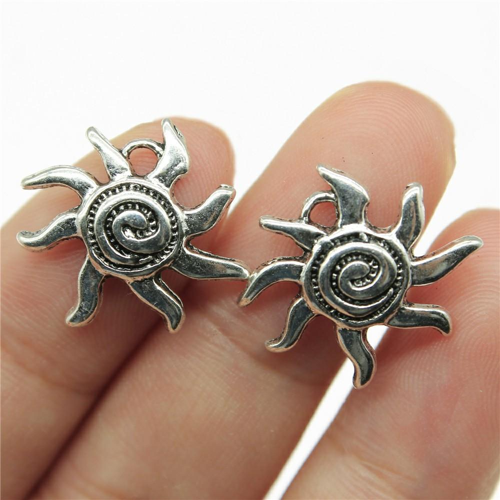 20pcs Sun Pendant Charms Antique Silver Color Sun Charms Jewelry DIY Sun Charms For Bracelet Making