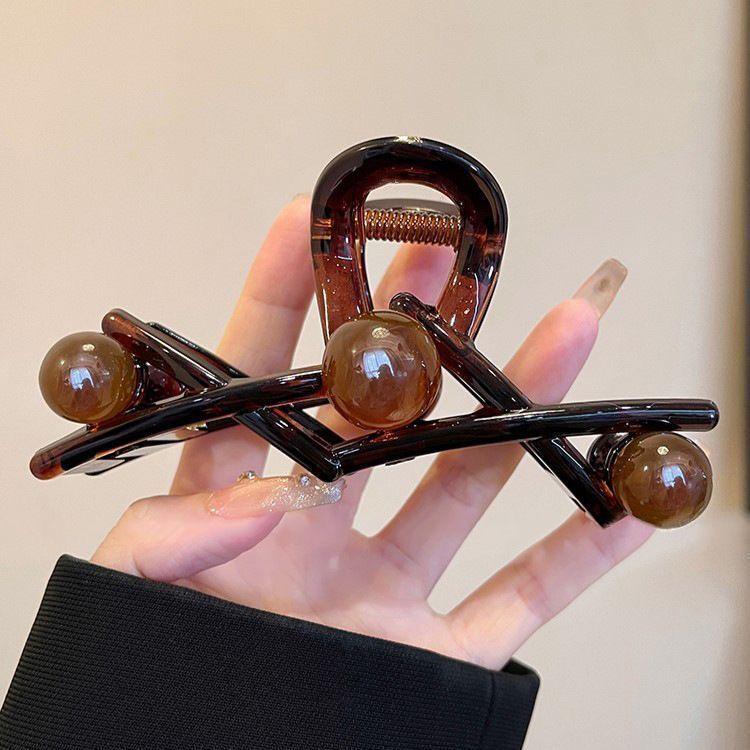 Elegant Marble Plumeria Hair Clip with Cross-Border Design