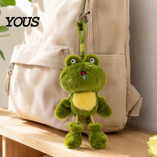 Fragrant Plush Ornament Funny Frog Keychain with Fragrance & Movable Limbs, Soft Stuffed Animal Expression Keyring Bag Charm for Backpacks Keys,