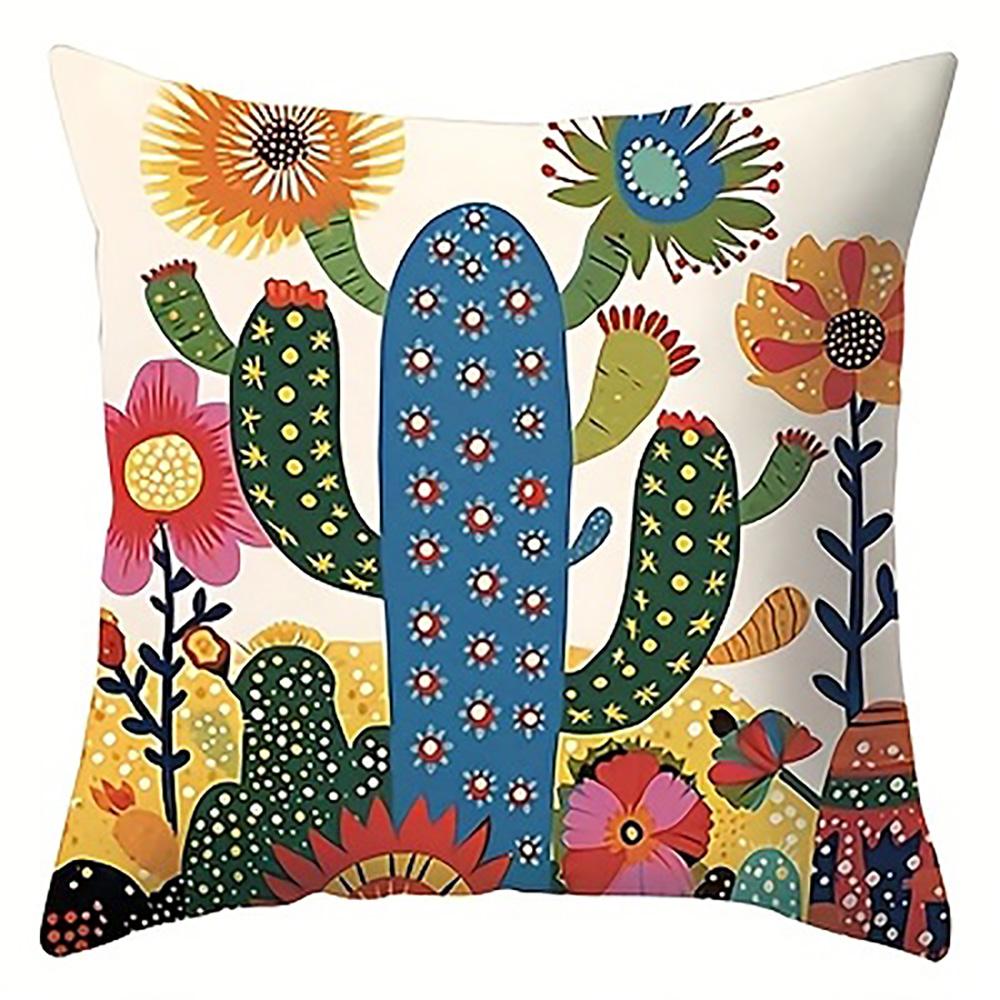 1/4pcs Colorful Cactus and Flower Patterned Pillowcases Sofa Cushion Cover Home Bedroom Room Decoration