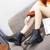 Martin Boots Women's Leather New Boots Women's Autumn and Winter Velvet Double Zipper Short Boots Women
