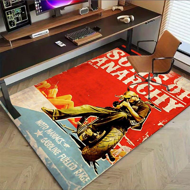 1pc Sons of Anarchy Themed Office Carpet Chair Mats - Durable Polyester Rug for Home Theater, Office, Dorm Room Decor - tA26