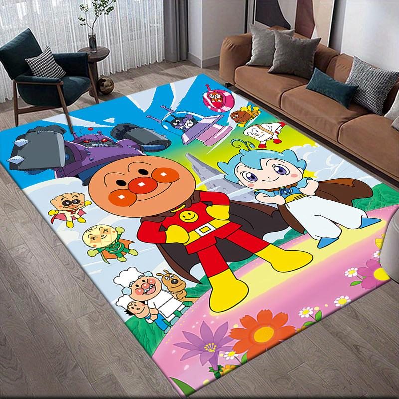 Anpanman Playful Square Area Rug, Non-Slip Floor Mat for Decor, Perfect Gift for Fans
