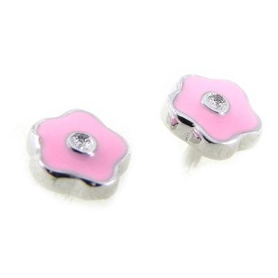[G5566] - Pink 'Flowers' Silver Earrings