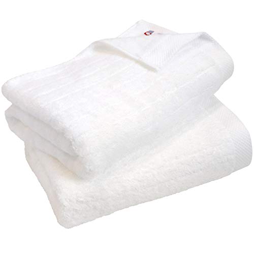 Imabari Towel Certified Bath Towel Hiorie Fluffy Ribbed Towel Made in Japan 100% Cotton Set of 2 Off White