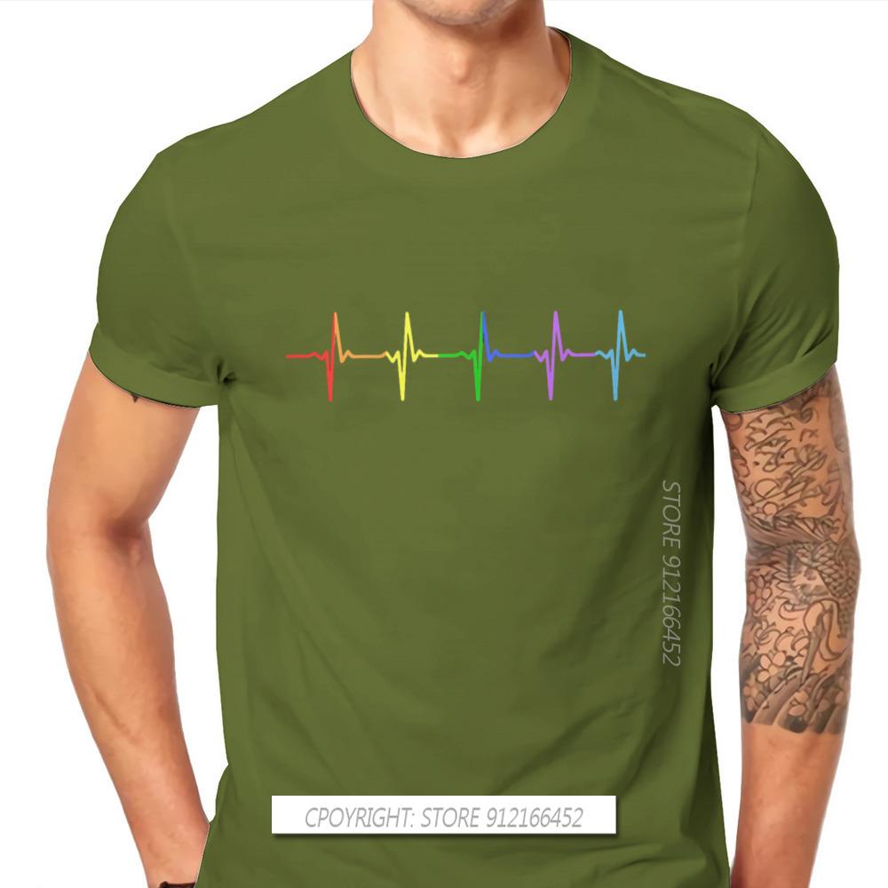 Rainbow Pulse Hearbeat Style TShirt LGBT Pride Month Lesbian Gay Bisexual Transgender Gift Clothes Basic T-Shirt Stuff