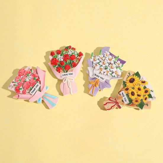 Simulated Bouquet Refrigerator Magnet Resin Flower Fridge Magnet Home Office Kitchen Cabinet Locker Whiteboard Decoration