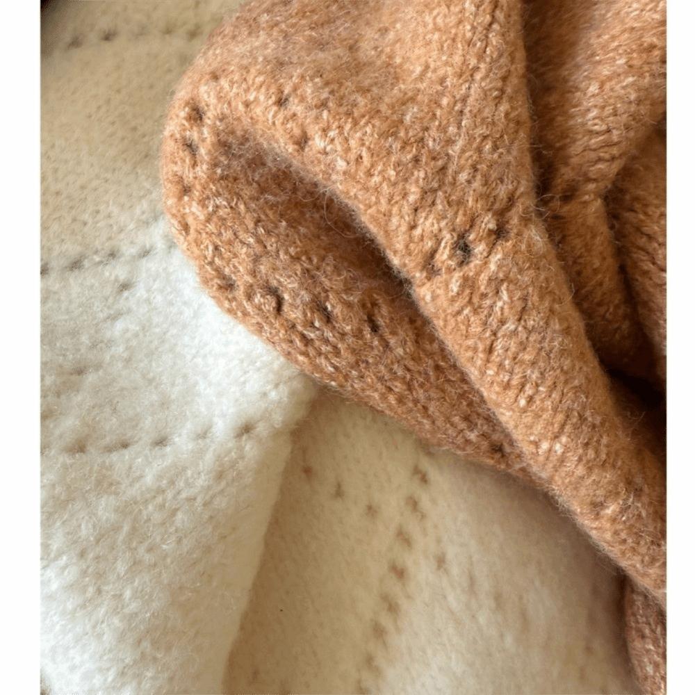 Soft Knitted Triangle Shawl with Pom Poms Yarn Shoulder Wrap Winter Neck Scarf  Daily Casual Wear