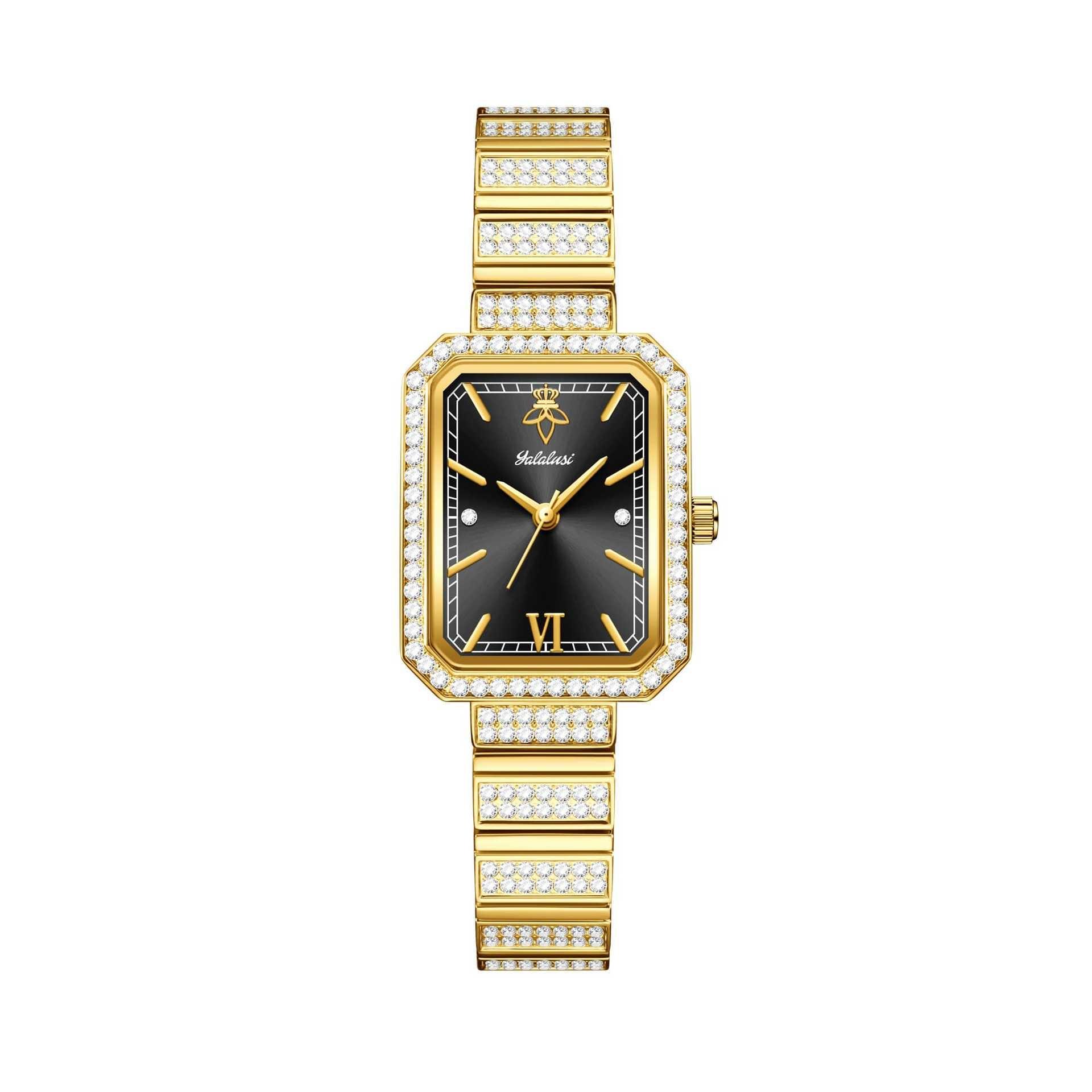 

Womens Watch Diamond Design Luxury Square Dial Waterproof Quartz Wristwatch Reloj Mujer Watch for Ladies Gold band