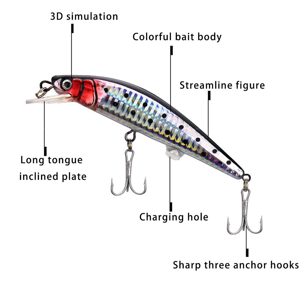 Rechargeable Fishing Lures Electric Fishing Baits Twitching Lures Electric Wobbler LED Light Fishing Lures Crankbaits