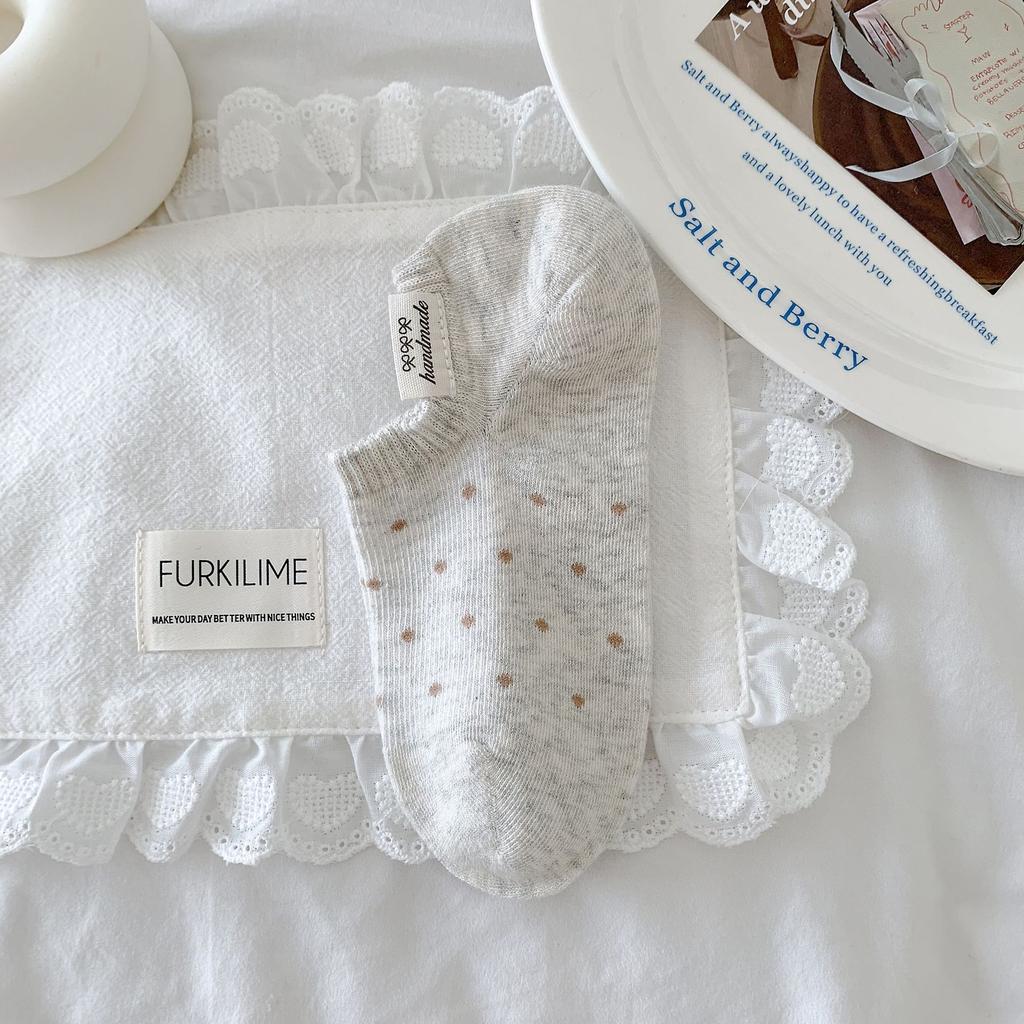 Socks Women'S Polka Dot Boat Socks Summer Thin Trend Women'S Socks Polka Dot Non-Slip Invisible Socks Shallow Socks