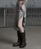 Jenyujeu Lace-Up Asymmetrical Wave Puckering Skirt - Light Gray