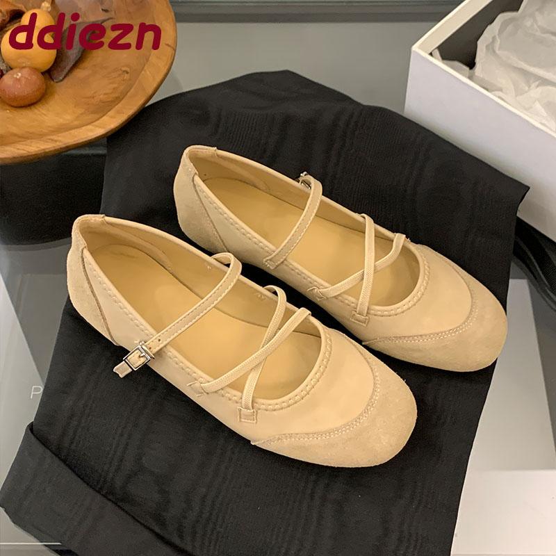 Fashion 2025 New Footwear Buckle Strap Women Mary Janes Flats Shoes Fashion Shallow Luxury Female Round Toe Ladies Flats With Shoes
