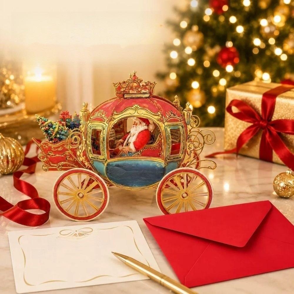 With Envelopes Holiday Greeting Card Santa Claus Invitation Card Cute 3D Christmas Card Xmas