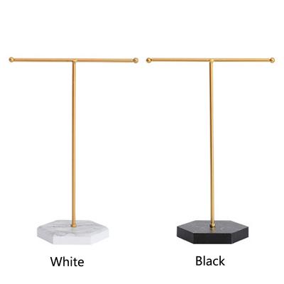 Necklace Holder Stand with Marble Base Aesthetic Jewelry Hanger Metal for Bangles Necklaces Bracelets Rings Bag