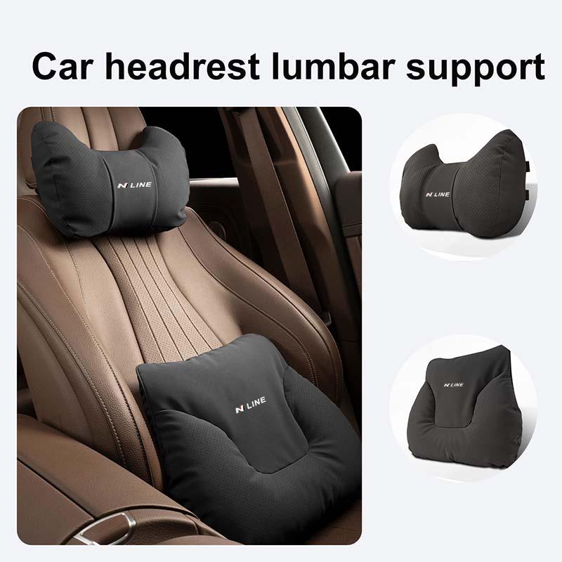 Car Neck Pillow Headrest Protector Lumbar Support Backrest Cushion For Hyundai N LINE i30 i20 Sonata Accent Tucson Elantra Azera