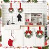 6PCS/SET Christmas Kitchen Cabinet Wreaths with Ribbon Mini Christmas Wreath Small Kitchen Xmas Decor for Window Door