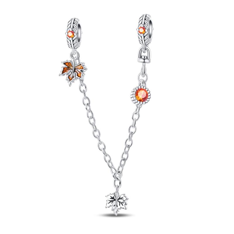 Série Outono de Cobre Folhas de Bordo Marrons Espantalho Esquilo Abóbora Pingentes Contas Encaixam Pulseiras Pandach Joias Diy