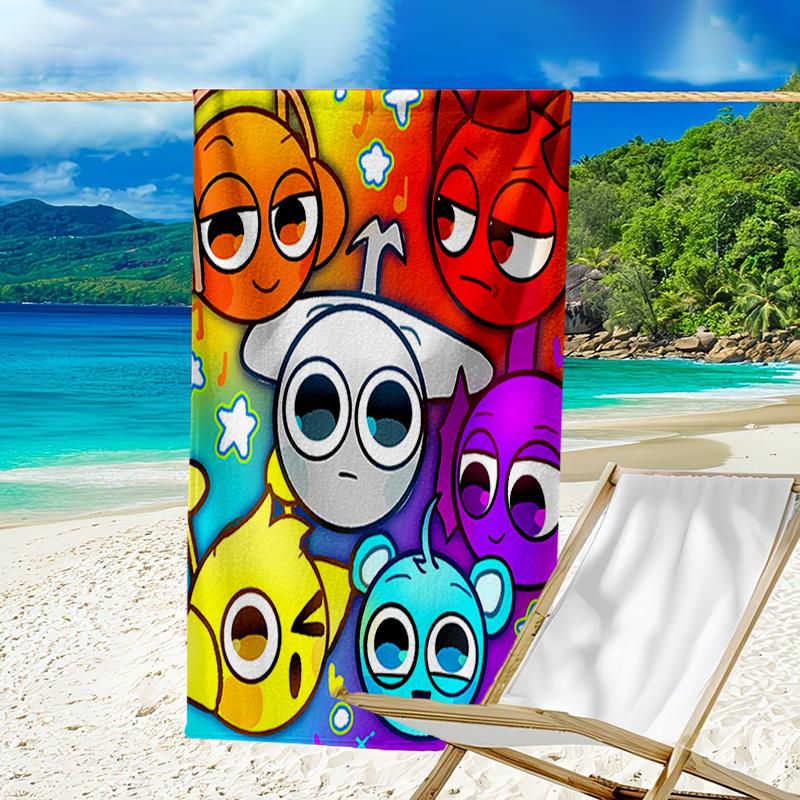 1pc SPRUNKI7 Beach Towel, Beach and Seaside Swimming Pool Equipment, Fashion Pattern, Rectangular, Travel Essentials