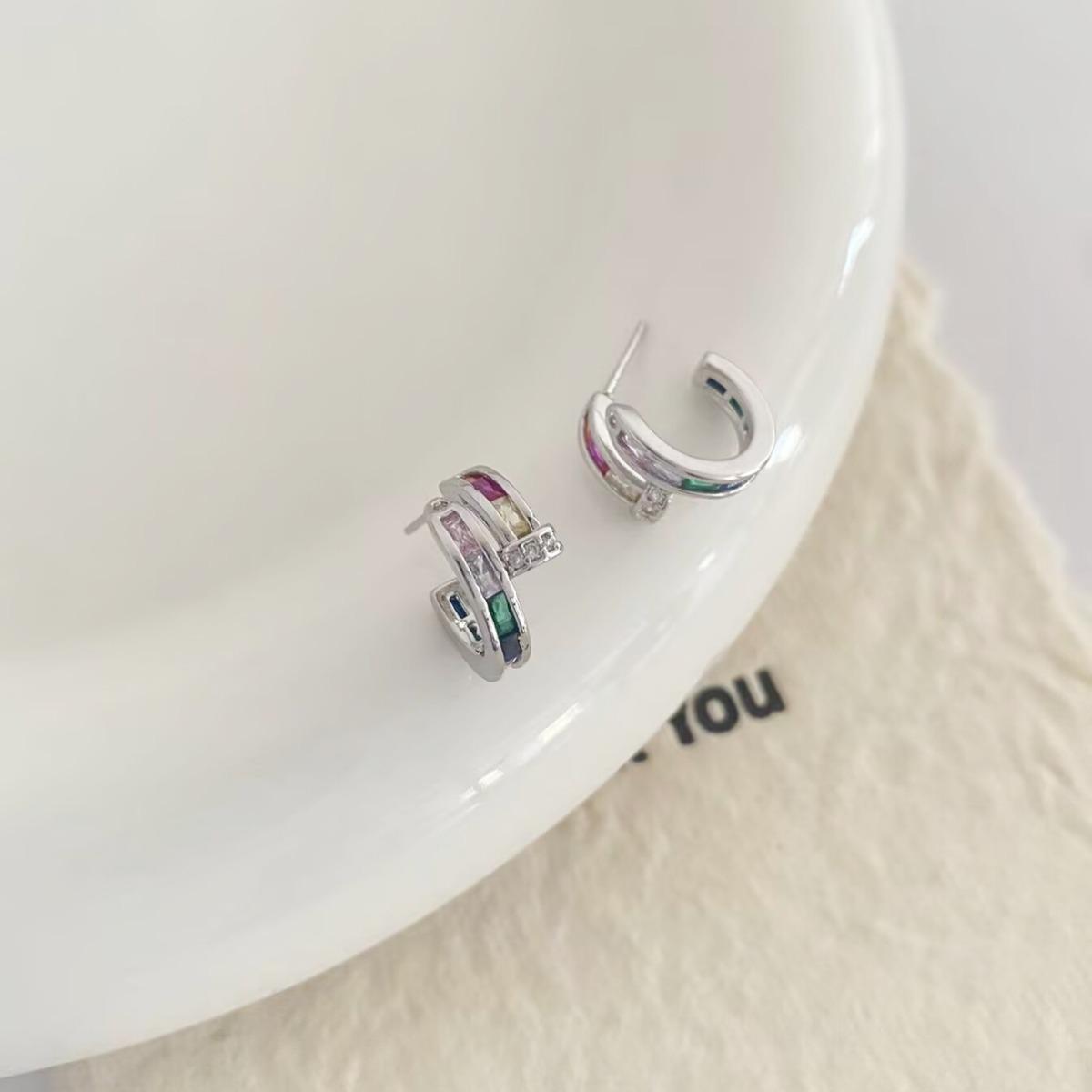 Chic French Design Zircon Stud Earrings: Elegant, Simple, and Versatile