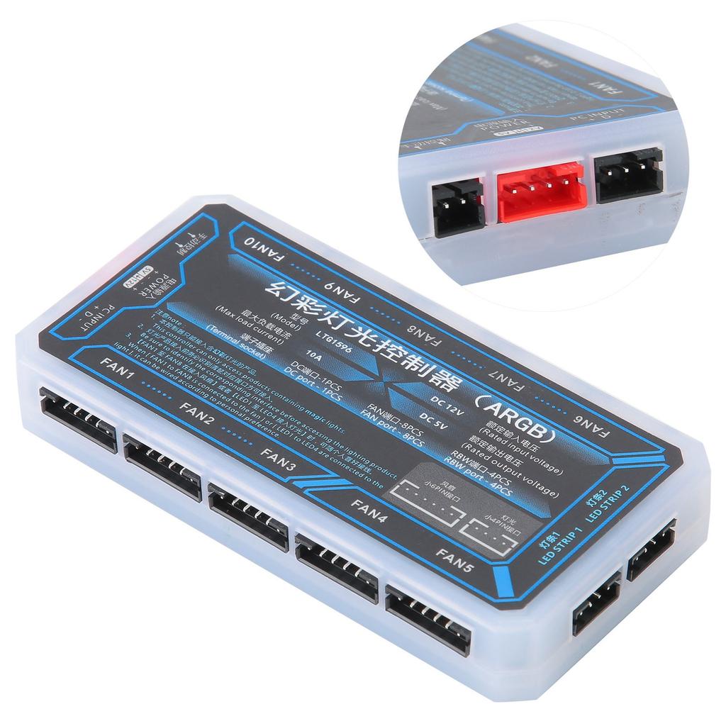Fan Hub Computer Cooler System PH2.0 4‑Pin LED1‑LED2 FAN1‑FAN10 5V Cooling Supplies