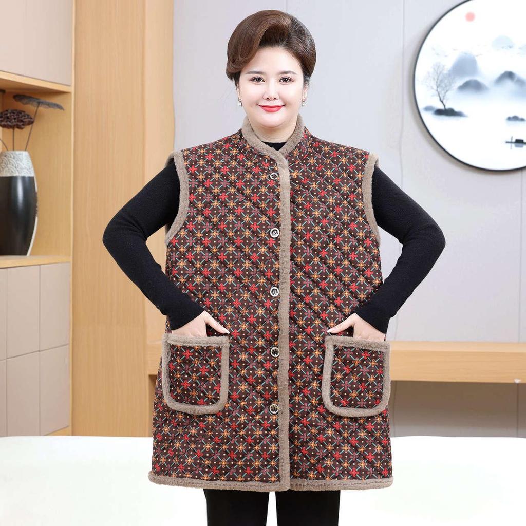 Women's Plus Size Chinese Style Cotton Vest – Winter Velvet Coat for Elderly