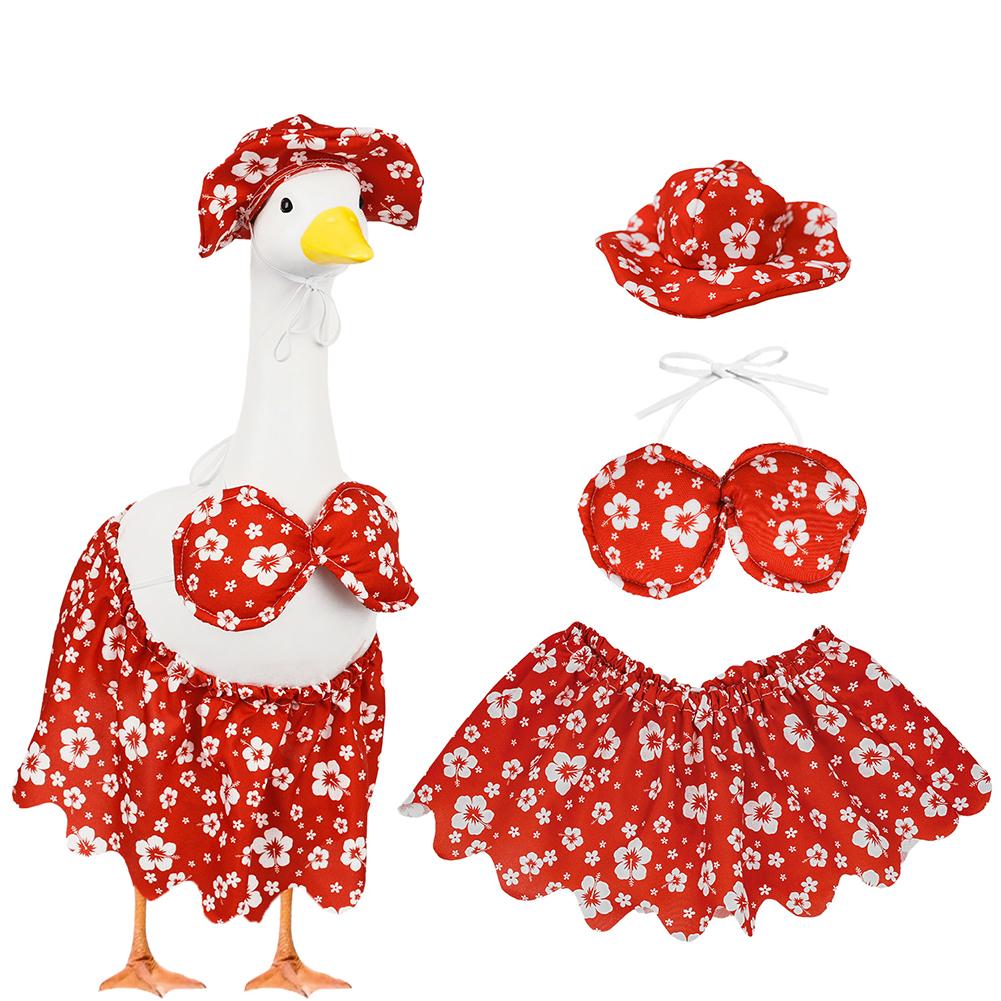 

Очаровательный декор для двора с гусем, садовый декор, костюм гуся, дизайн юбки-бикини, очаровательная шляпа в комплекте, праздничное летнее украшение красный