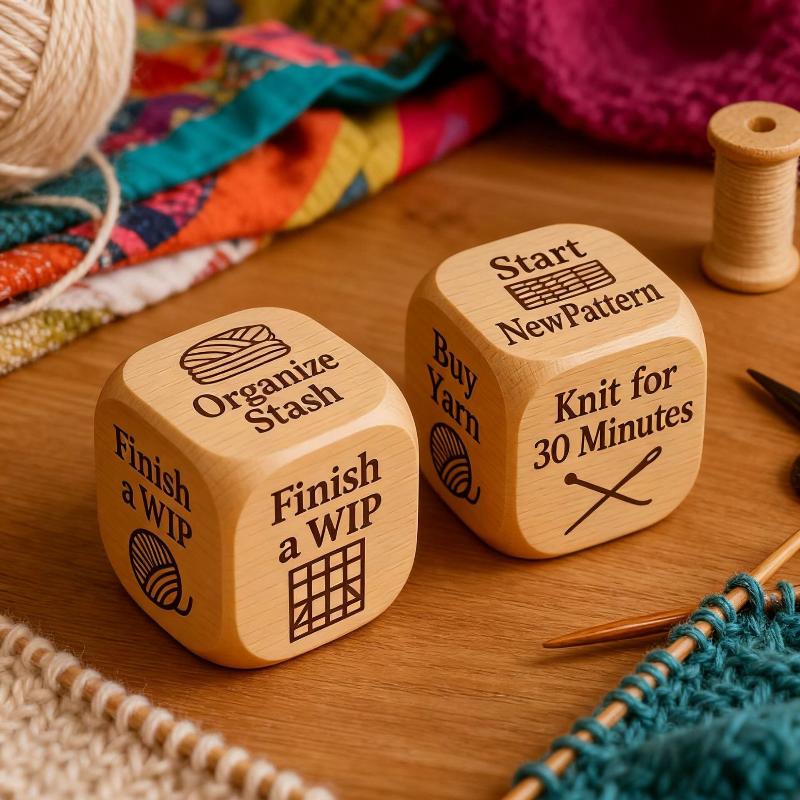 Handmade Wooden Decision Dice Dual Purpose For Quilting Sewing & Book Reading Lover Engraved Choice Cube Funny Desk Decor Gift